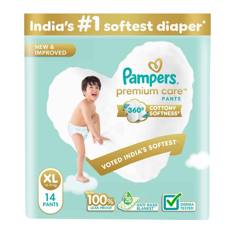 Pampers Premium Care Pants XL 14 | No Marks Design | India's Softest Diaper Pampers Premium Care Pants XL 14 | No Marks Design | India's Softest Diaper