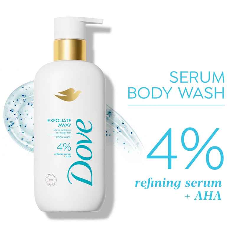 Dove 4% Refining Serum + AHA Exfoliate Away Serum Body Wash