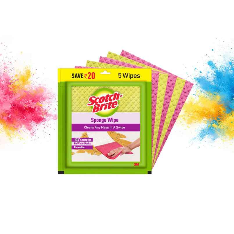 Scotch Brite Sponge Wipe for Kitchen | Pack of 5 Scotch Brite Sponge Wipe for Kitchen | Pack of 5