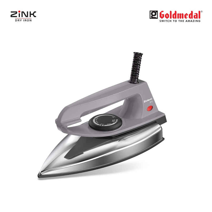 Goldmedal Zink 1000W Dry Iron, Non stick Weilburger Premium Coated Soleplate, Light Weight | Grey