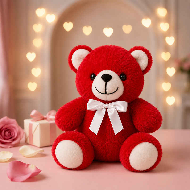 ToyTales Teddy Bear Soft Toy | Plushie Stuffed Animal Toys | Birthday Gift for Kids | Red | 25cm