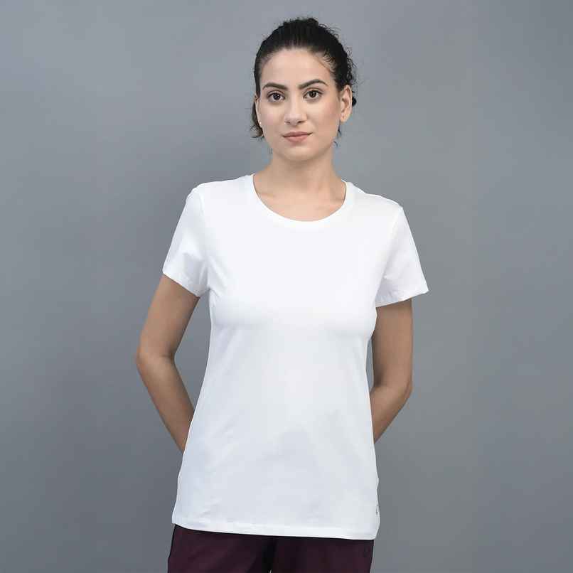 Dollar Women Round Neck T-shirt - White | Stretchable Cotton | L