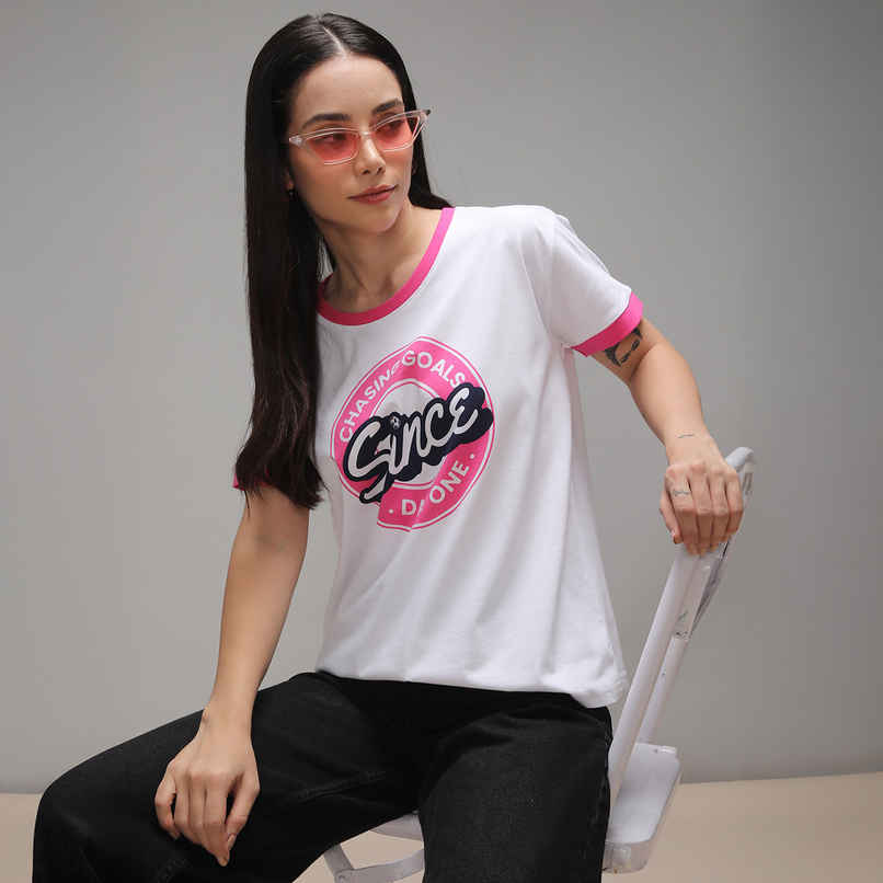 Dillinger Women's Short Sleeve Boxy Regular Printed T-shirt | White - L