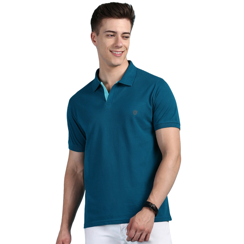 Lux Cozi Men's Solid Cotton Polo T-shirt | Emerald - S