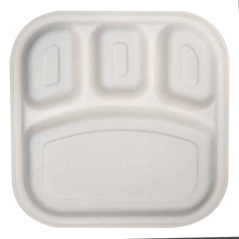 Bagasse Plate | Square | 10 inch | 4 Compartment | Naturepac Bagasse Plate | Square | 10 inch | 4 Compartment | Naturepac