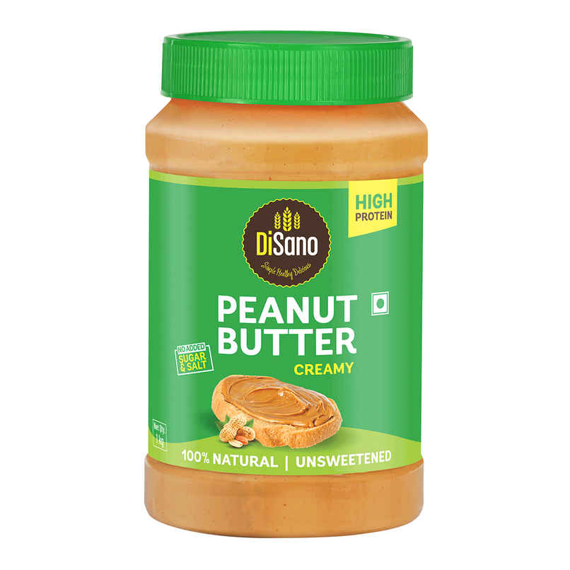DiSano Natural Peanut Butter - Creamy, Unsweetened, 28.3% Protein, No Added Sugar,Pure Peanut