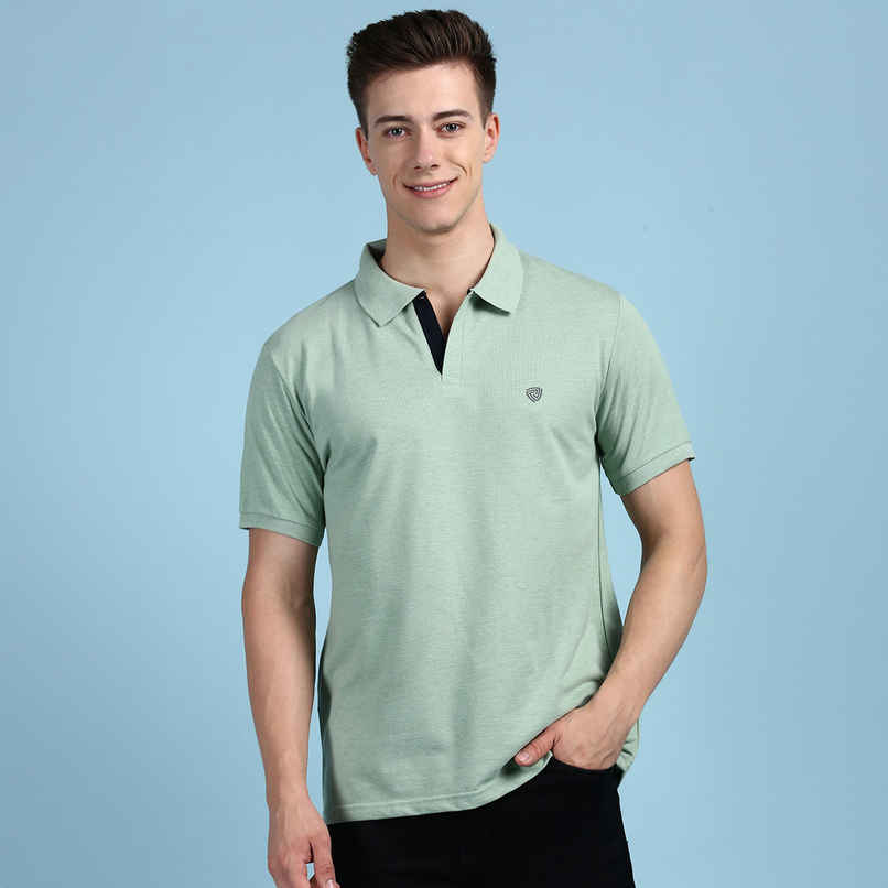 Lux Cozi Men's Solid Cotton Polo T-shirt | Mint Green - XL