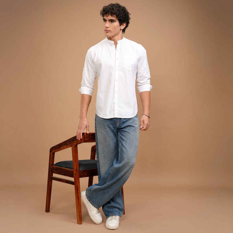 Highlander Men Slim Fit Casual Shirt | White | XL