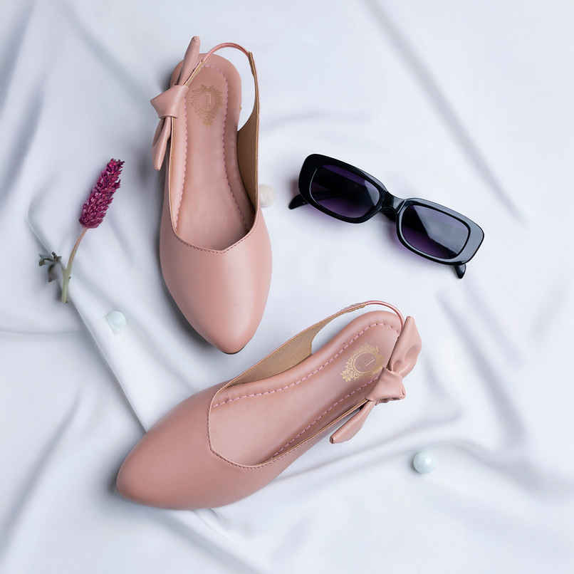 Shoetopia Casual Side Bow Detailed Pink Flat Belly For Women | UK 6