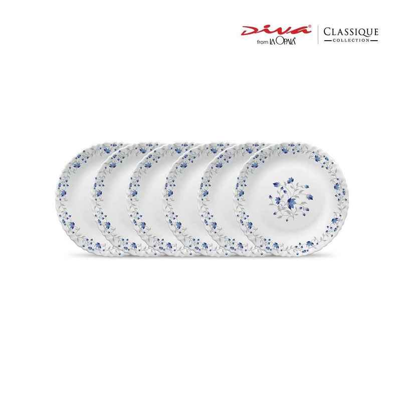 La Opala Diva Classique Quarter Plate | Opal Glass Side Plate for Dining |Set of 6 - Blue Mystique La Opala Diva Classique Quarter Plate | Opal Glass Side Plate for Dining |Set of 6 - Blue Mystique
