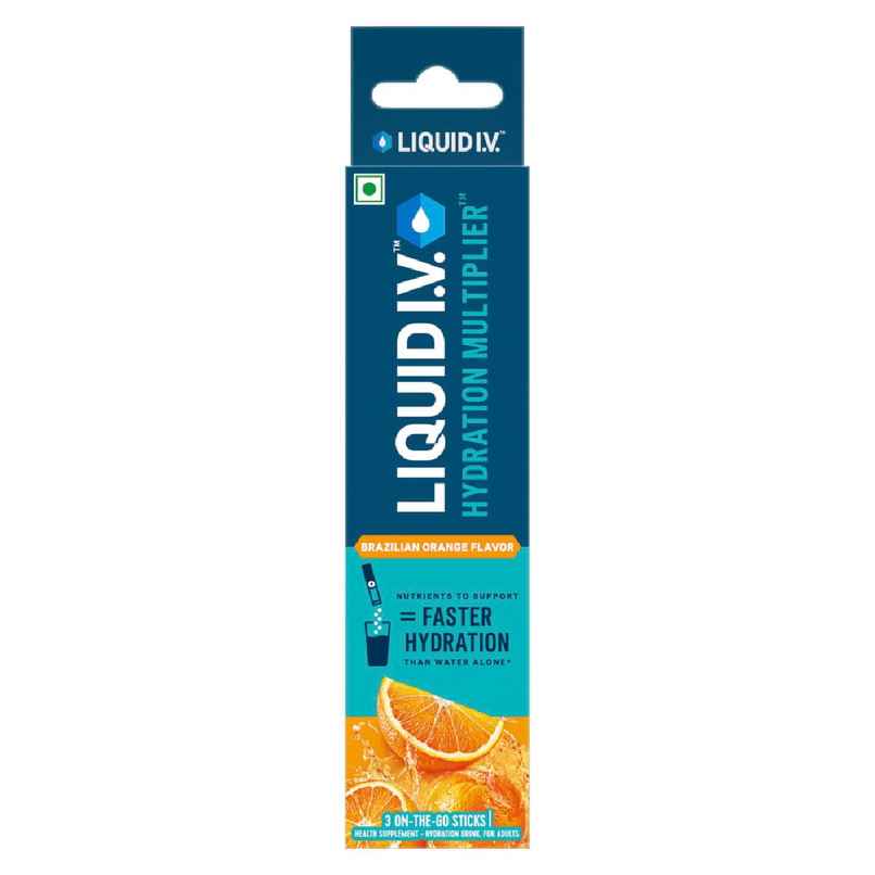 Liquid I.V. Hydration Multiplier - Brazilian Orange|3 Sticks - 1.5 Ltrs|Hydration Drink Mix