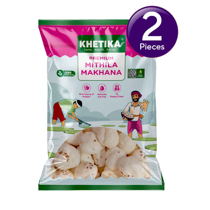 Khetika Mithila Raw Makhana | Fit for Fasting | Rich in Calcium | Zero Preservatives Combo Khetika Mithila Raw Makhana | Fit for Fasting | Rich in Calcium | Zero Preservatives Combo