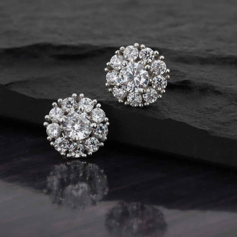 Carlton London Rhodium Plated with CZ Mini Stud Earring | FJE1513