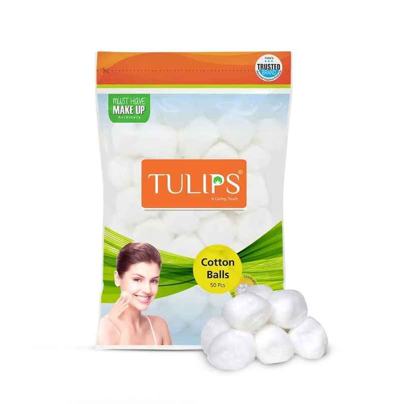 Tulips White Cotton Balls Pouch | Soft & Gentle Tulips White Cotton Balls Pouch | Soft & Gentle