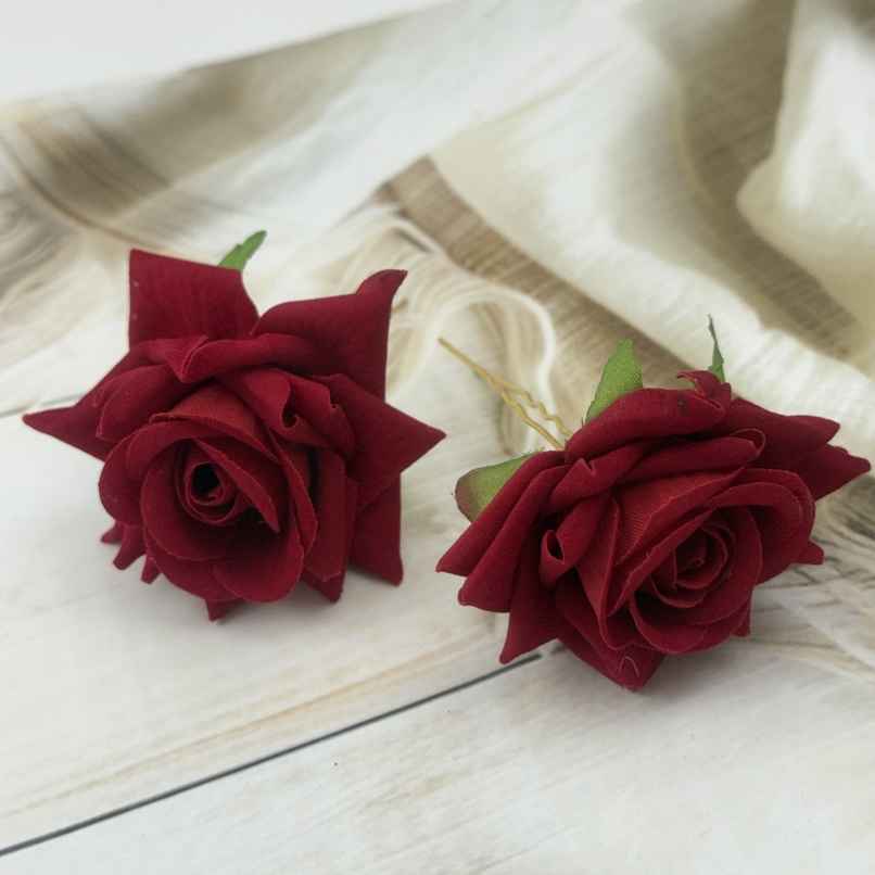 The Opal Factory Hair Accessories | Rose Flower Pin | Red