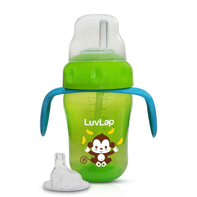 LuvLap Banana Time 2 in 1 Sipper with Soft Silicone Spout & Straw, BPA Free, 6m+