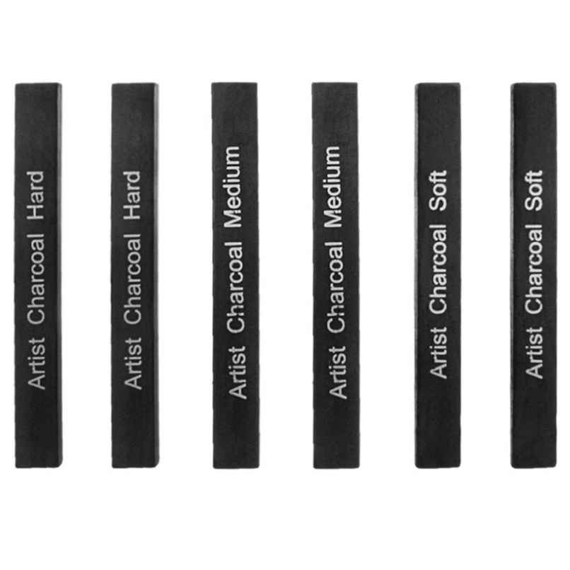 Compressed Charcoal Sticks, 6 Piece, Soft,Medium,Hard Compressed Charcoal Sticks, 6 Piece, Soft,Medium,Hard