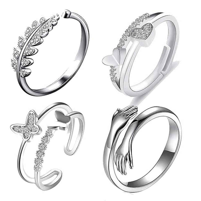Fashion Frill Women's Combo Rings Silver Onesize Fashion Frill Women's Combo Rings Silver Onesize