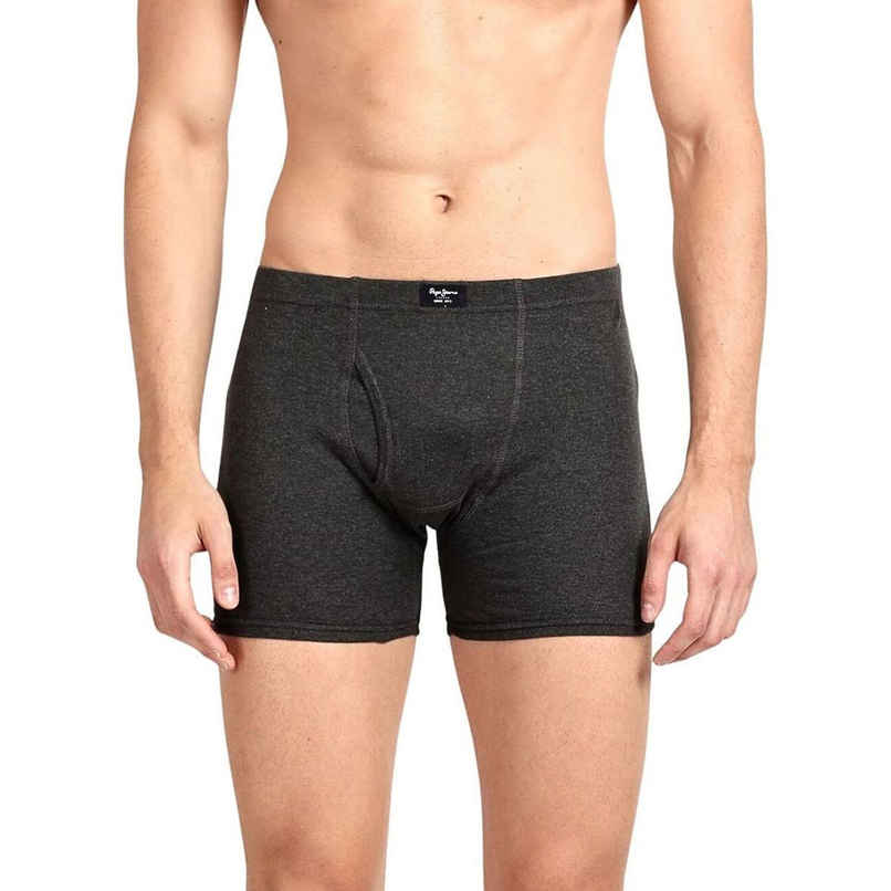 Pepe Jeans Mens Charcoal Melange 100% Cotton Solid Trunk - Pack of 2 (S) Comfort Fit, Soft Fabric