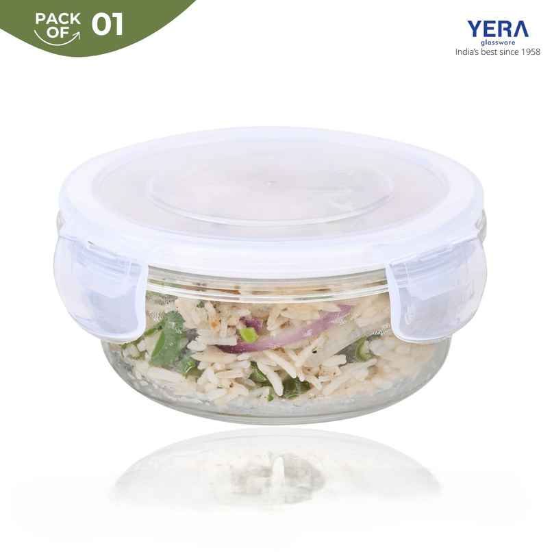YERA GLASSWARE Lunch Lock | Tiffn Box with Clip Lock Lid - 370 ml YERA GLASSWARE Lunch Lock | Tiffn Box with Clip Lock Lid - 370 ml