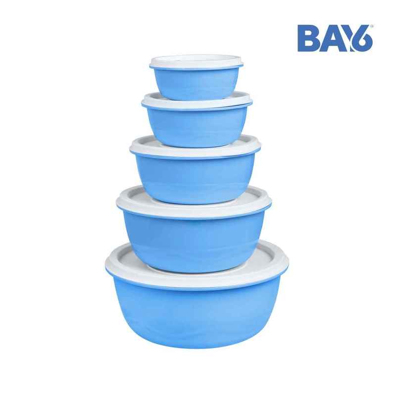 BAY6 Round Container Set With Lid - Blue 5pcs BAY6 Round Container Set With Lid - Blue 5pcs