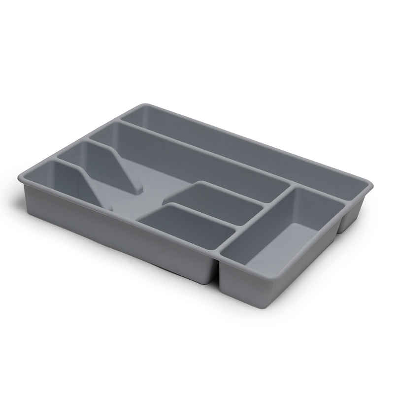 Gluman Cutlery Tray | Multipurpose Drawer Organizer for Spoons, Forks & Knives | Grey