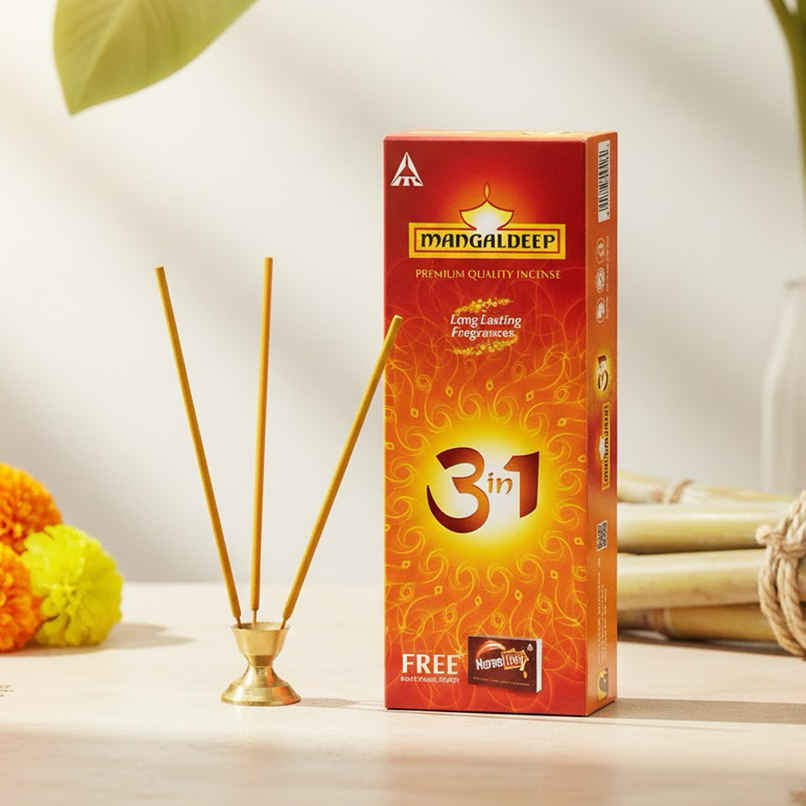 3 In 1 Incense Sticks / Agarbatti - Charcoal Free With Long Lasting Fragrances | Mangaldeep