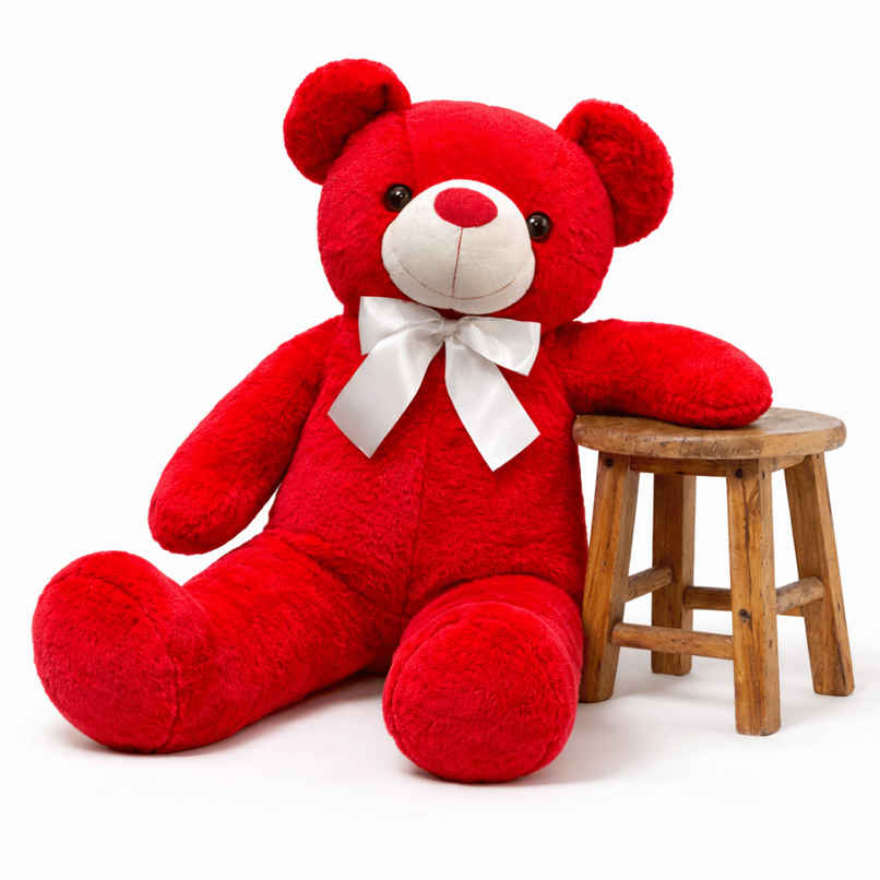 Toytales Soft Toy Red Teddy Bear | Plush Stuffed Animal With Ribbon| Cute Toys For Girls 90 cm