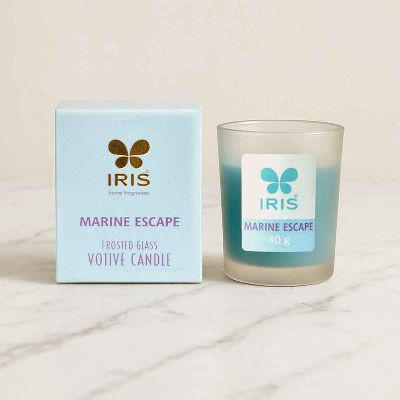 Frosted Shot Glass Scented Votive Candle | Marine Escape | 8 Hours Burn Time | Home Decor | IRIS