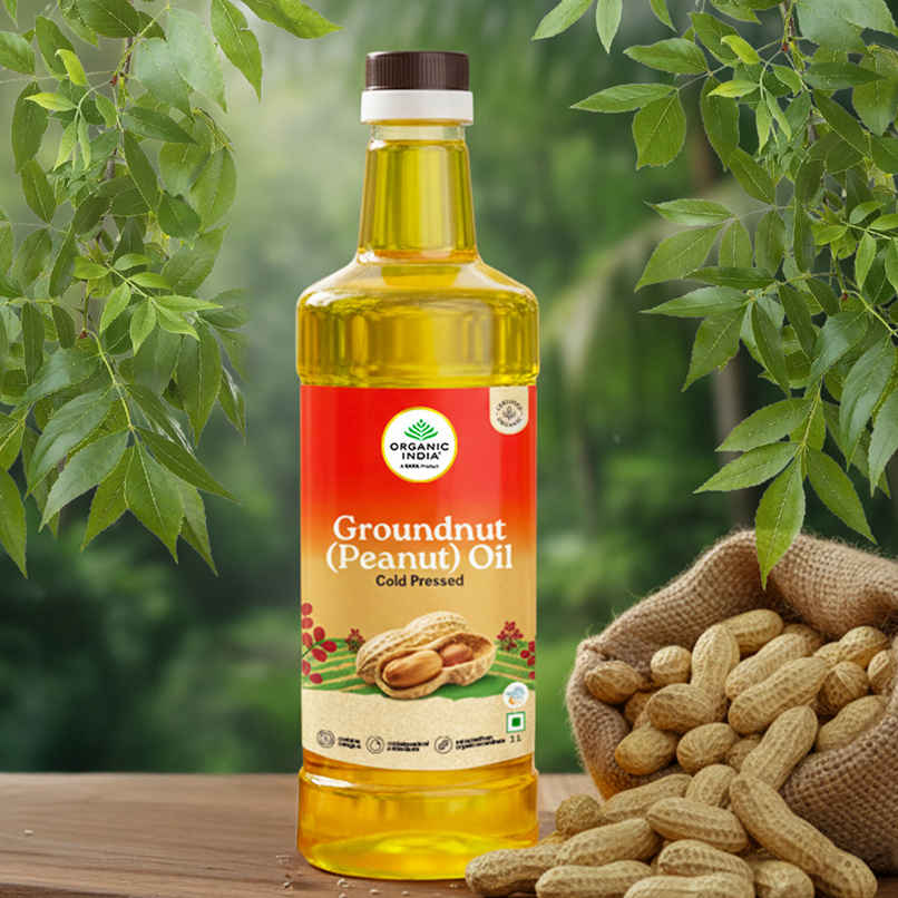 A TATA Product - Organic India Groundnut (Peanut) Cold Pressed Oil | Lab Tested on 250+ Parameters