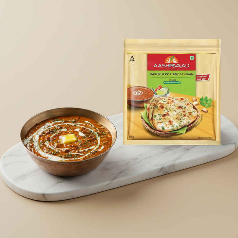 Aashirvaad Garlic & Coriander Naan | Heat & Eat (400g) & Dal Makhani (1pc) Combo