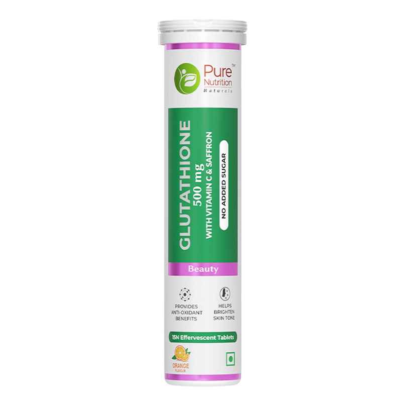 Pure Nutrition Glutathione 500mg Effervescent | Vitamin C & Saffron | 15 Tabs Pure Nutrition Glutathione 500mg Effervescent | Vitamin C & Saffron | 15 Tabs