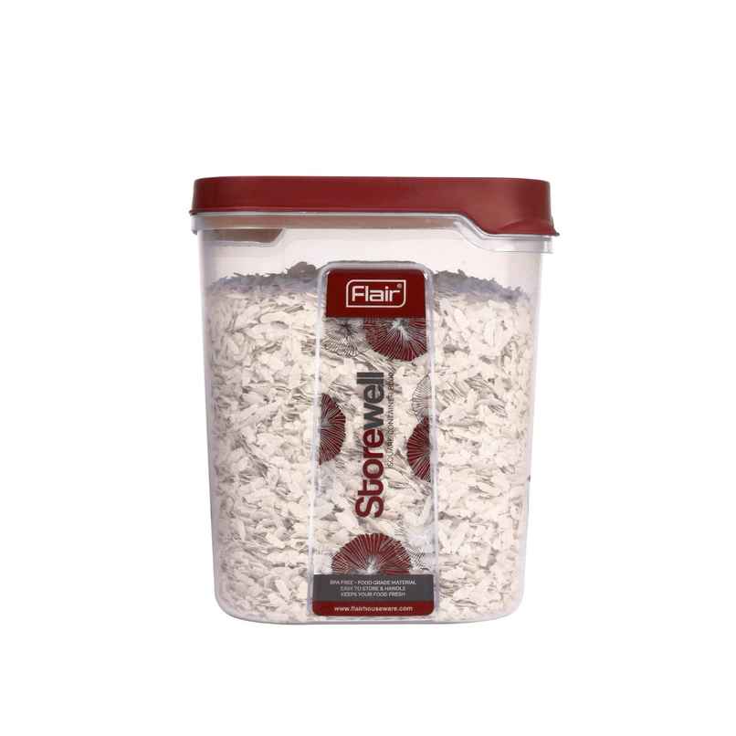 Flair Plastic Storewell Food Storage Containers 8000 ml (Maroon), Bpa Free, Spices Grains