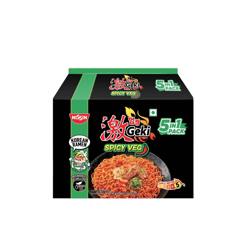 Nissin Geki - Spicy Veg Korean Ramen Noodles | 5 in 1 pack