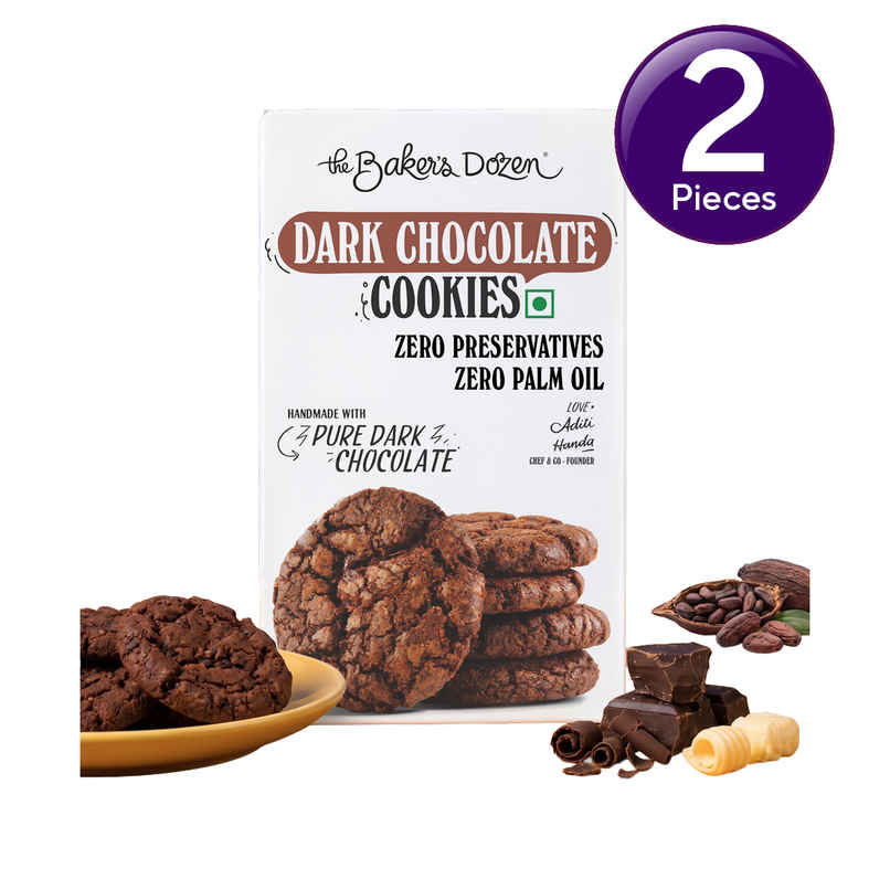The Baker's Dozen Dark Chocolate Cookies - 200 Gm | 31% Pure Dark Chocolate | Choco Chip Cookies Combo The Baker's Dozen Dark Chocolate Cookies - 200 Gm | 31% Pure Dark Chocolate | Choco Chip Cookies Combo