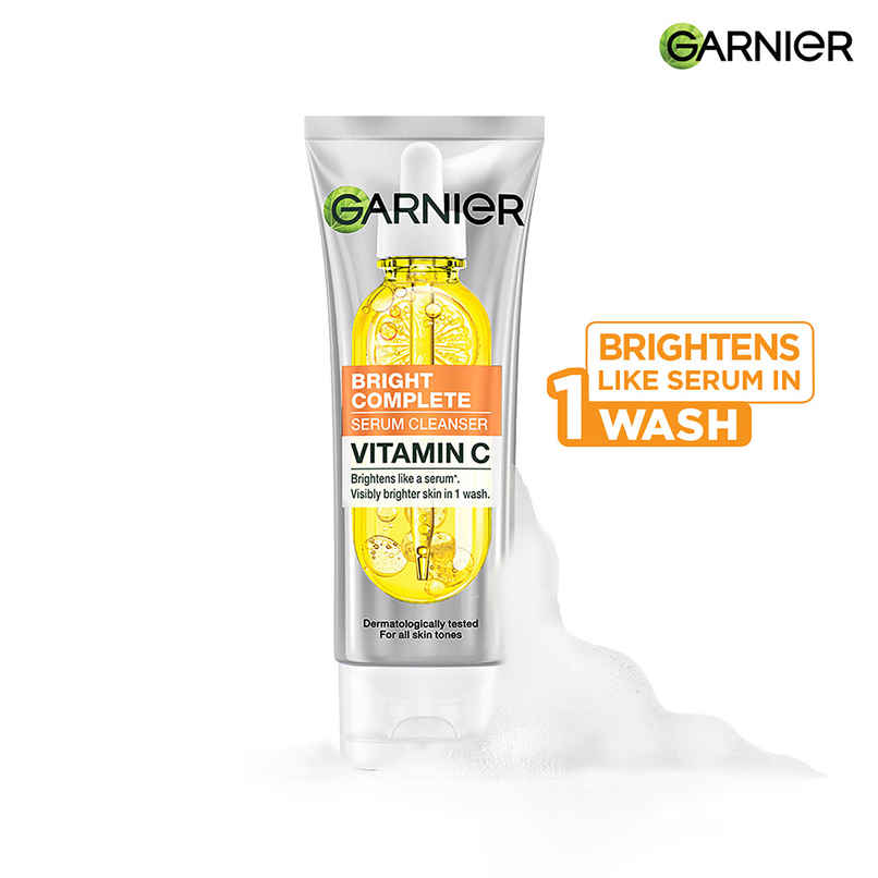 Garnier Bright Complete Serum Cleanser | Vit C Facewash for Visibly Brighter Skin in 1 Wash