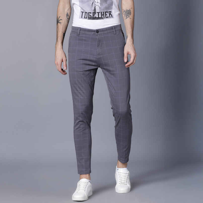 HIGHLANDER Men's Slim Fit Trousers | Grey - 34