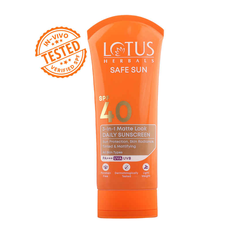 Lotus Herbals Safe Sun 3-in-1 Matte Look Daily Tinted Sunscreen SPF 40 PA+++