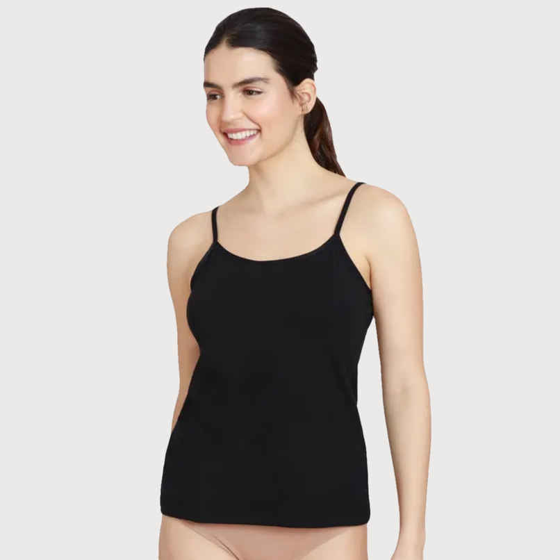 Zivame Women's Knit Cotton Camisole | Black - XL