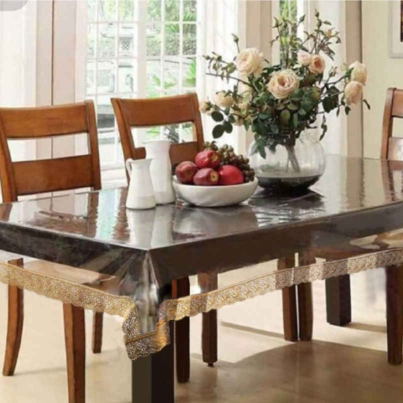 Kuber Industries 6 Seater Dining Table Cloth for Dining | Party | Events (Gold Lace) Kuber Industries 6 Seater Dining Table Cloth for Dining | Party | Events (Gold Lace)