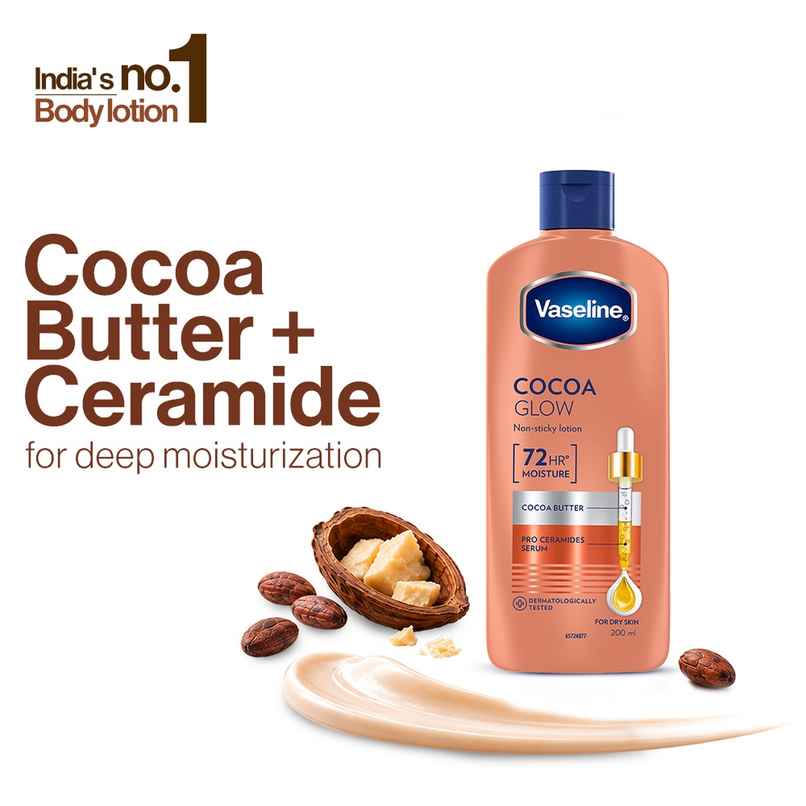 Vaseline Cocoa Glow Serum In Lotion, 100% Pure Cocoa & Shea Butter for Glowing & Soft Skin Vaseline Cocoa Glow Serum In Lotion, 100% Pure Cocoa & Shea Butter for Glowing & Soft Skin