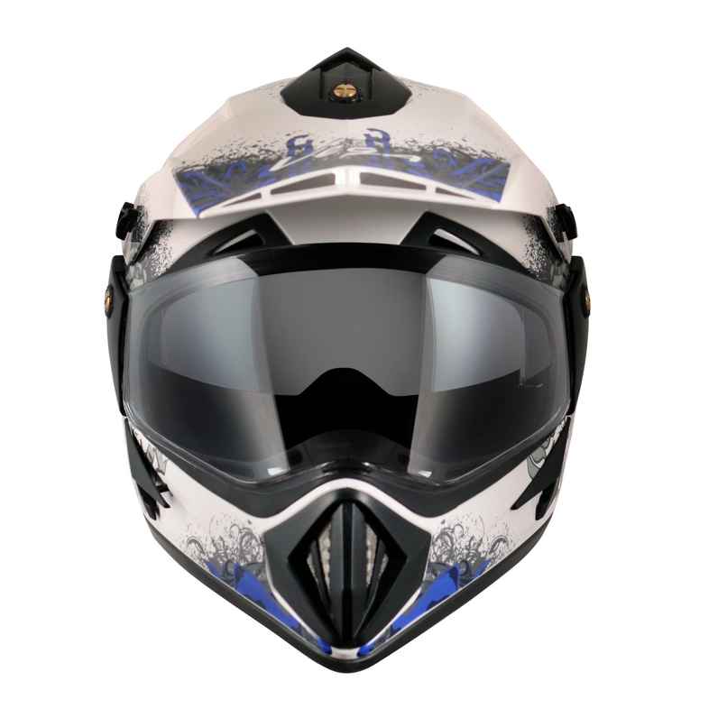 Vega Off Road D/V Gangster Lightweight Full Face Helmet- White M.Blue - L