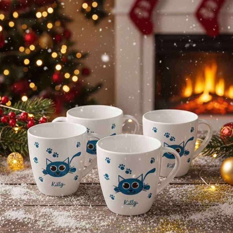 Cello Melamine Joycee Mugs, 200ml, Kitty design | Set of 4 Cello Melamine Joycee Mugs, 200ml, Kitty design | Set of 4