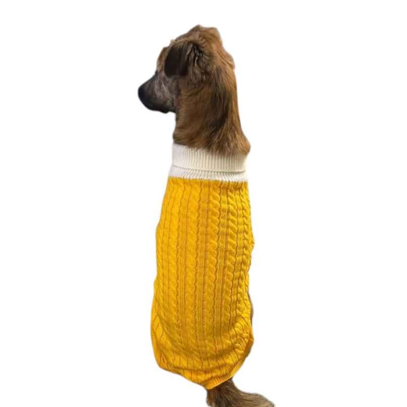 Bearhugs Yellow Highneck Sweater For Dogs L