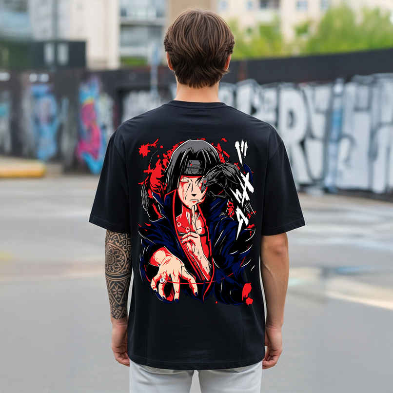 BENNY BROOKS Men's Round Neck half sleeve Oversized T-shirt |AA(ARN)BLACK174 | Black - M