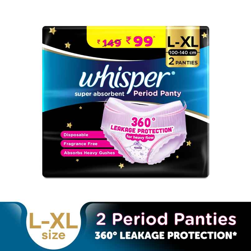 Whisper Super Absorbent Period Panty, 2 L-XL Pants Whisper Super Absorbent Period Panty, 2 L-XL Pants