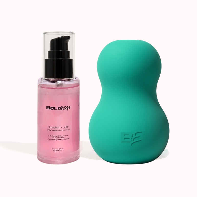 BoldEdge Double Barrel Men Stroker Personal Massager and Water-based Strawberry Lubricant Combo BoldEdge Double Barrel Men Stroker Personal Massager and Water-based Strawberry Lubricant Combo