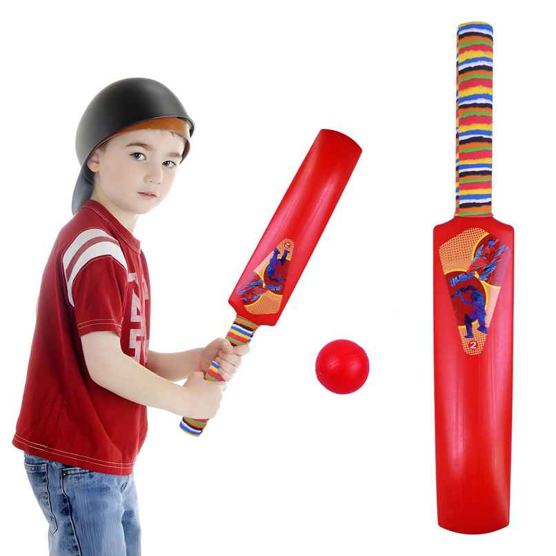 Toyshine Bat and Ball Junior Cricket Combo Size 2 for Kids 3-5 Years - Assorted