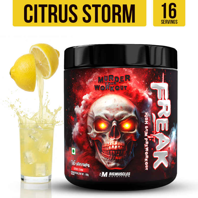 Big Muscles Nutrition Freak Pre Workout | Citrus Storm, 16 Servings Big Muscles Nutrition Freak Pre Workout | Citrus Storm, 16 Servings
