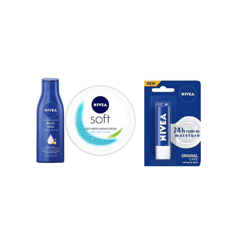 Nivea Winter Care Combo | Original Lip Balm | Body Lotion | Light Moisturising Cream